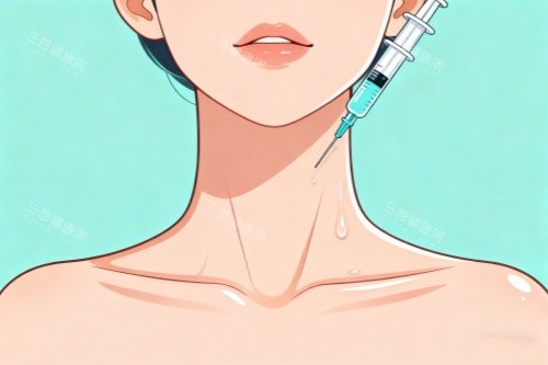 頸紋注射玻尿酸填充卡通圖